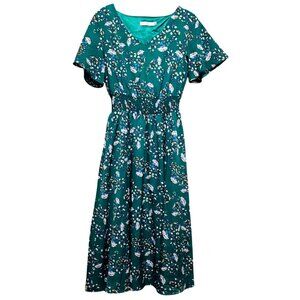 Gardenwed Women's Floral Dress M Green 100% Polyester